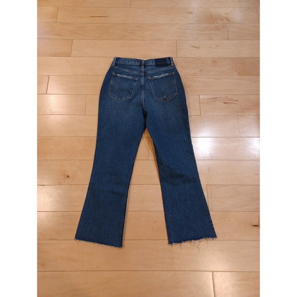 Abercrombie & Fitch Kick Flare Ultra High-Rise Raw Hem Button Fly Jeans 27/4R - Picture 7 of 8